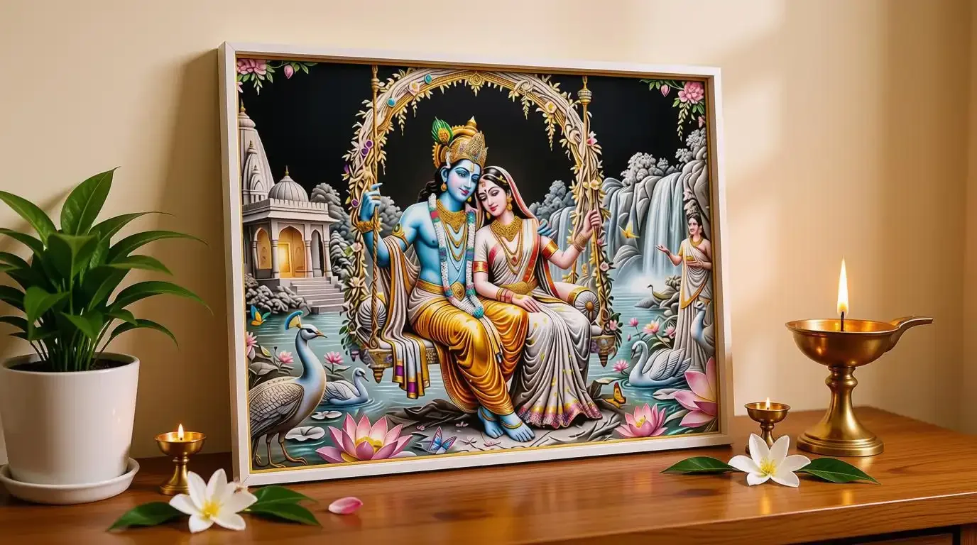 Radha Krishna Devine Love Frame Showpiece view 2