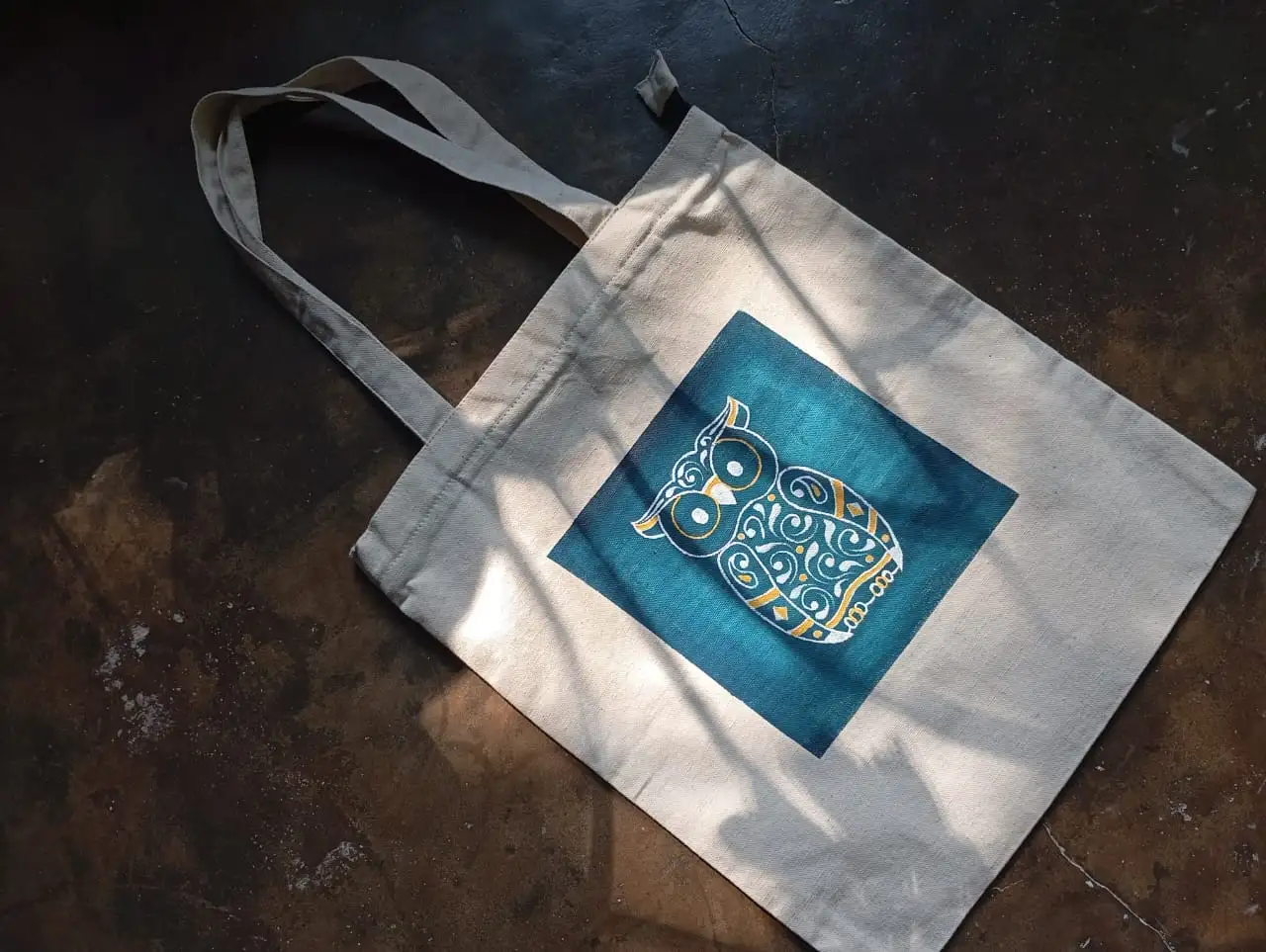 Hand Printed Tote Bag White view 2