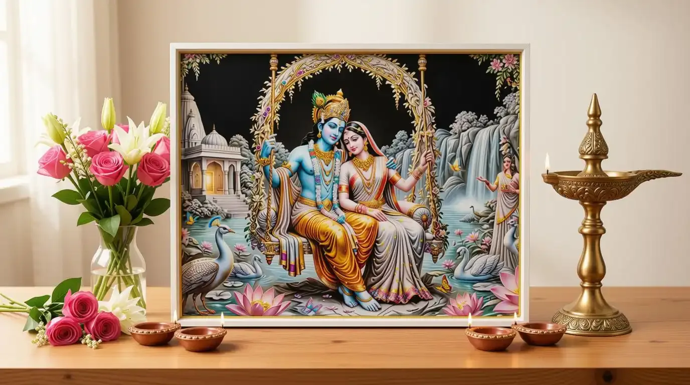 Radha Krishna Devine Love Frame Showpiece